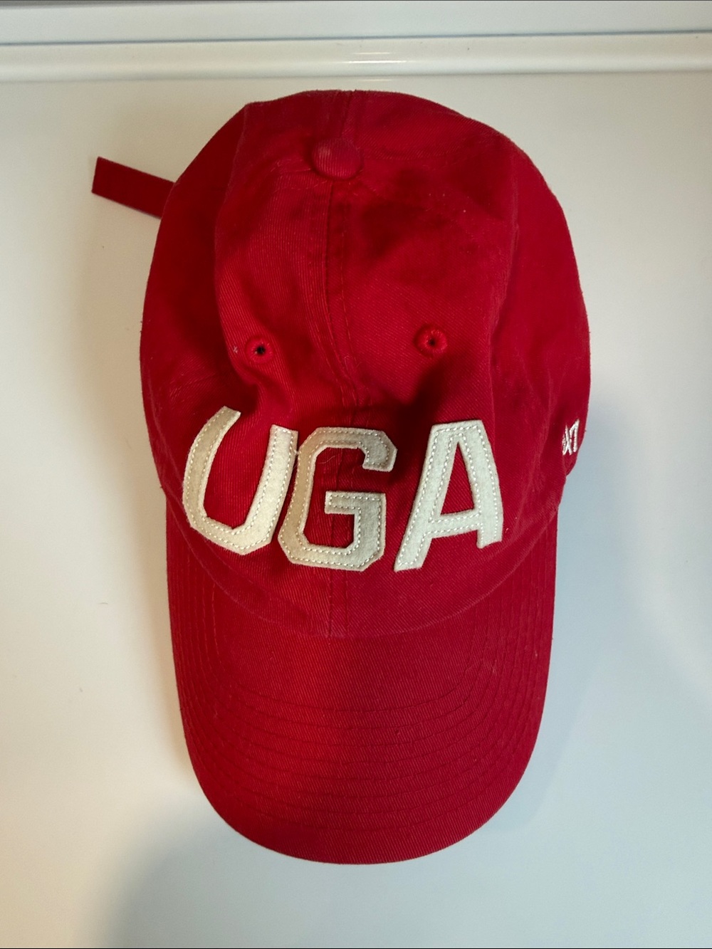 UGA Red Baseball Cap with White Embroidered Letters